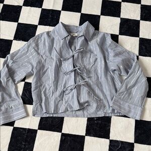 Aerie Tie Front Blouse with silver detail